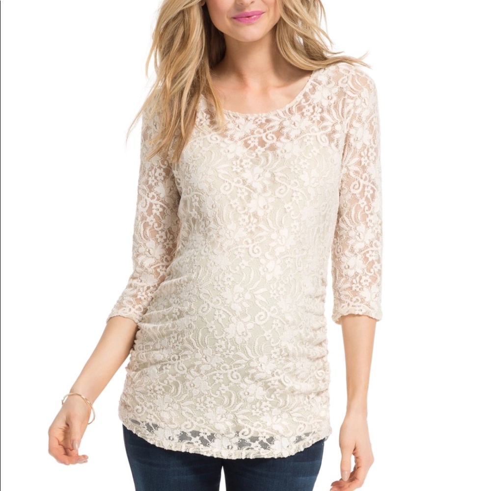 Jessica Simpson cream lace maternity top